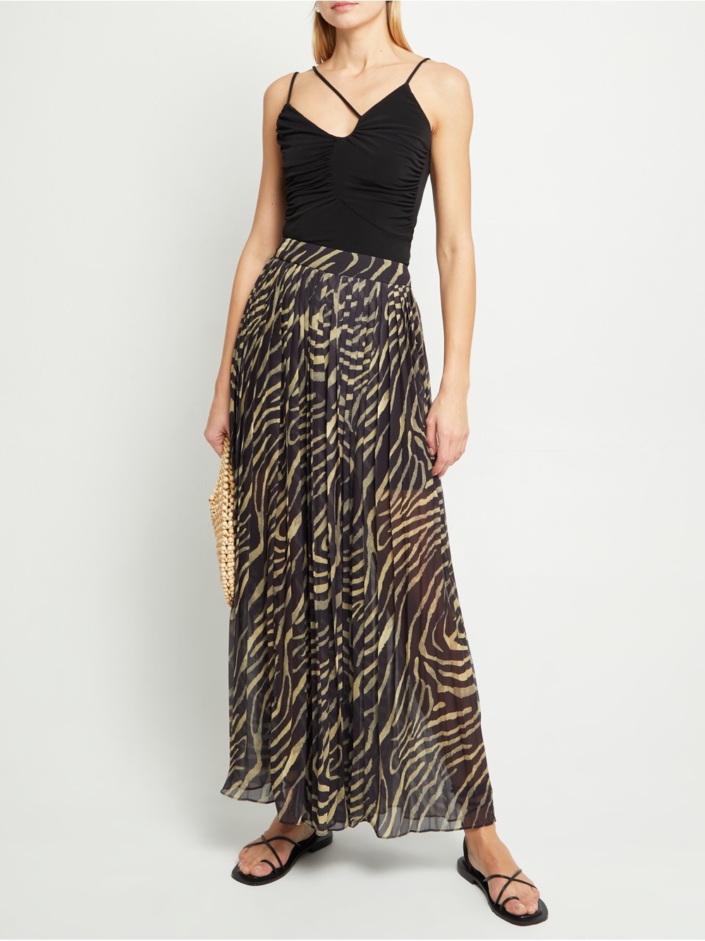 Kourt Animal-Print Wide Leg pleated pants